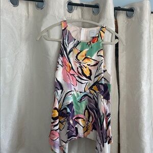 HD in Paris Floral Sleeveless Blouse - Pink, Yellow, Green